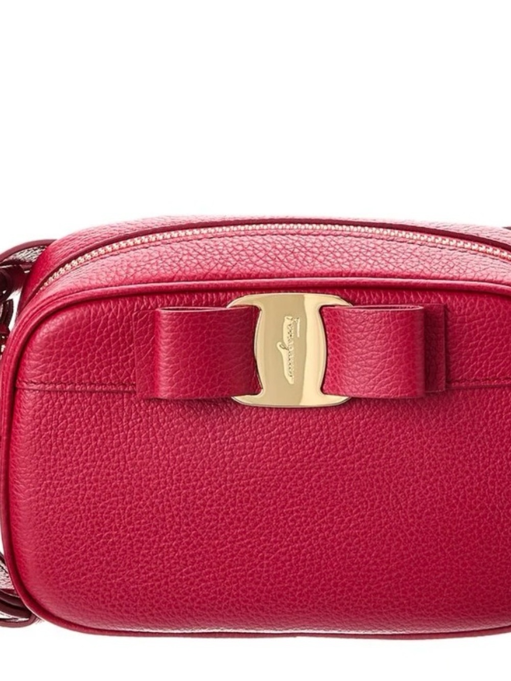Salvatore Ferragamo raspberry pink Pebbled Leather Crossbody with Vara Bow bag